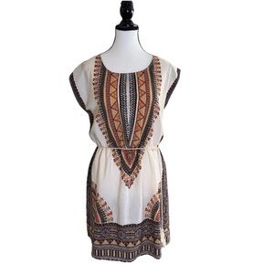 Papaya Dress Tunic African Dashiki Print Women's Size M Festival Boho Hippie